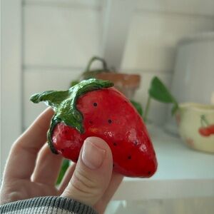 Vintage Papier-mâché / paper mache strawberry decor